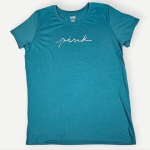 Victoria's Secret Pink Shirt Casual Crew Neck Short Sleeve Pullover Blue XL